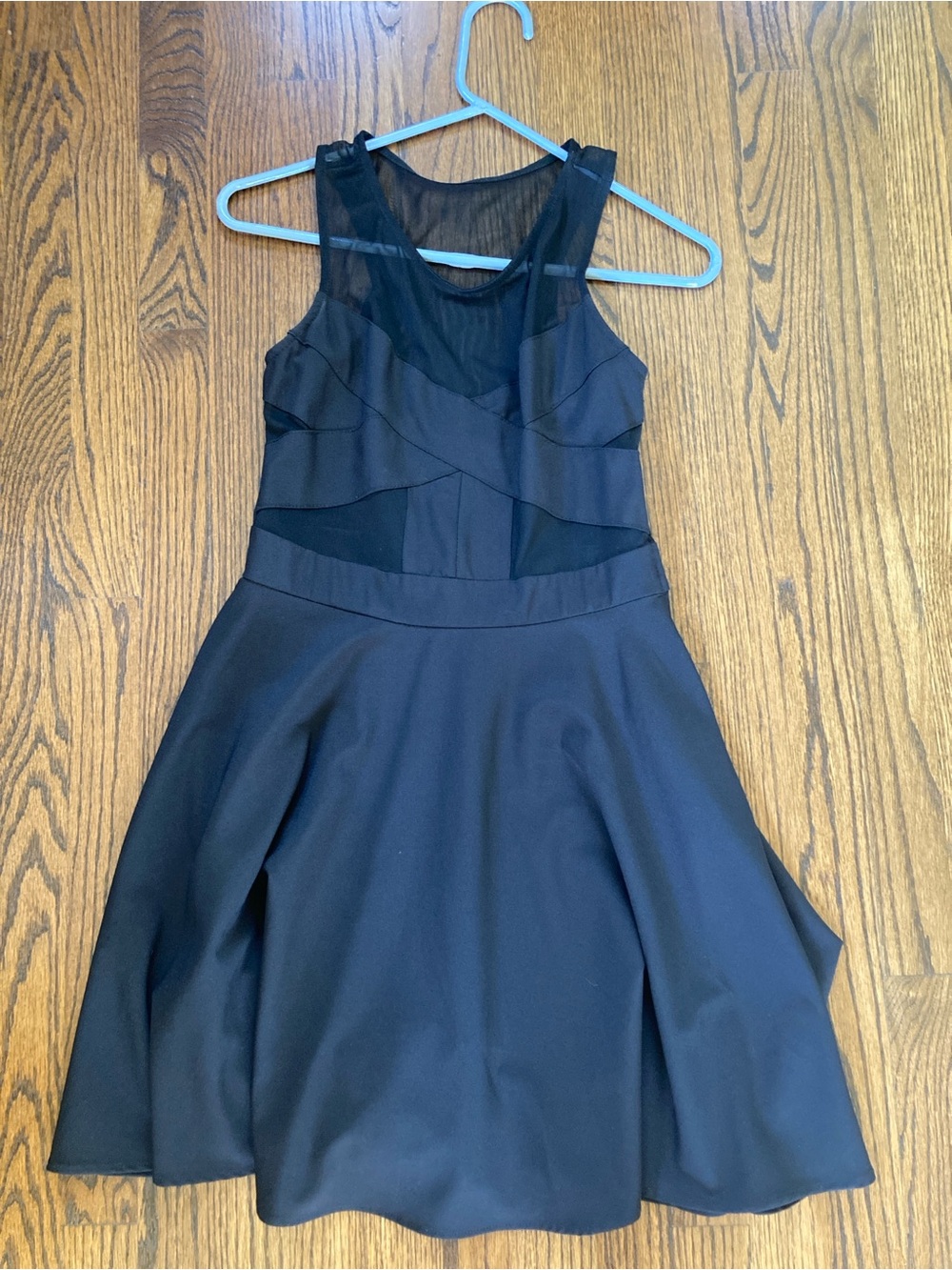 City triangles mesh crisscross top skater dress